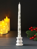 Свеча античная «Снежинки новогодние», 255×22 мм, с декором - Фото 4