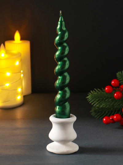 Свеча витая Luxury, 25×180 мм, лакированная, зелёная