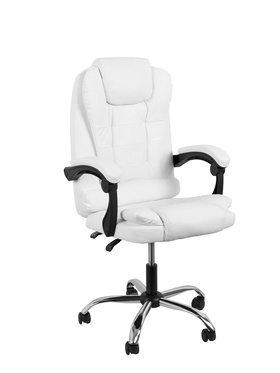 Кресло офисное для руководителя «Клик Мебель», с подлокотниками, на колёсиках, экокожа, цвет белый 10900387