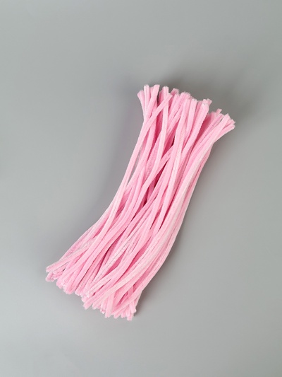 Синельная проволока, набор 100 шт, размер 1 шт 30х0,8 см, цвет розовый