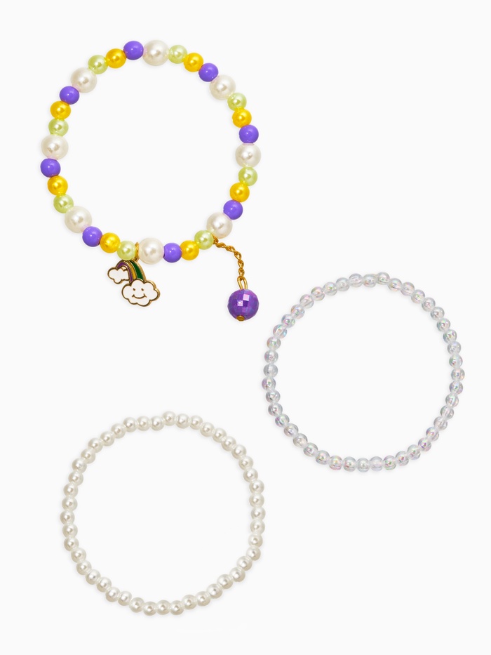 Браслеты детские «Выбражулька. Радуга», набор 3 шт. с подвеской, жемчуг, цветной - Фото 1