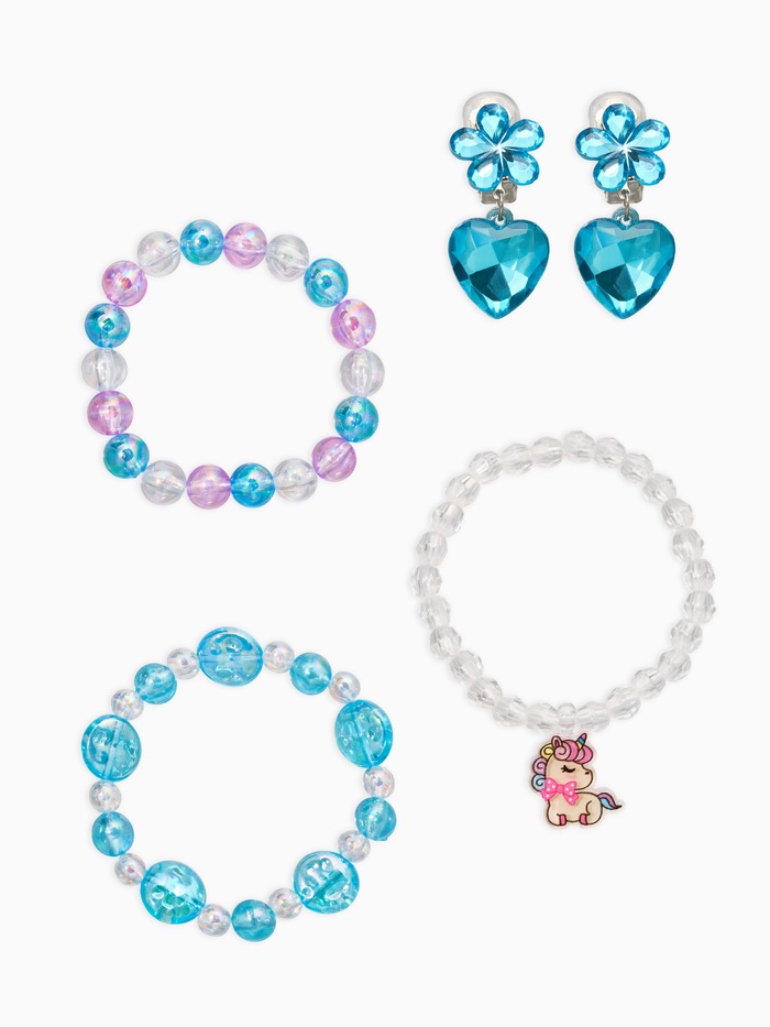 Комплект детский «Выбражулька. Единорог с сердцем», 4 предмета, 3 браслета: 1 клипсы, цветной - Фото 1