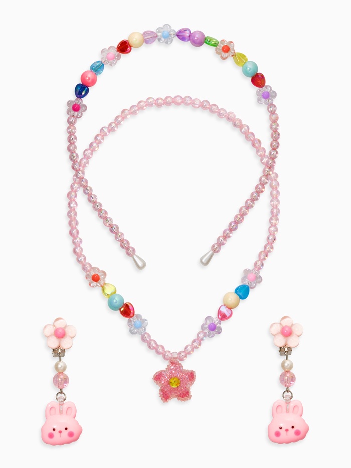 Комплект детский «Выбражулька. Кролик», 3 предмета: клипсы, бусы, ободок, цветной - Фото 1