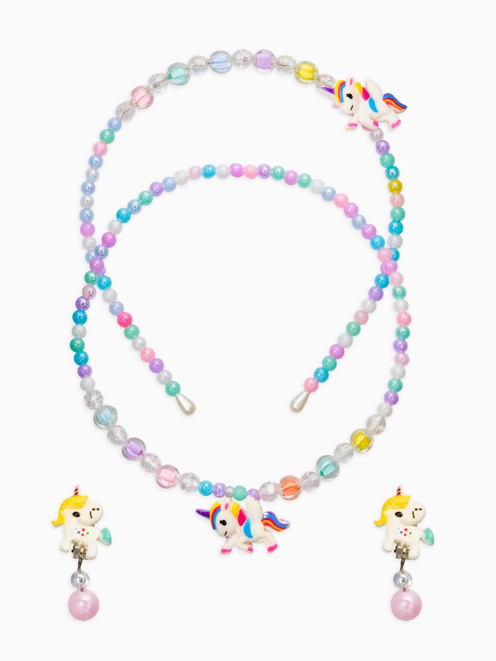 Комплект детский «Выбражулька. Единорог», 3 предмета: клипсы, бусы, ободок, цветной - Фото 1