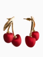 Серьги жемчуг "Вишня", цвет красный в золоте - фото 61616506