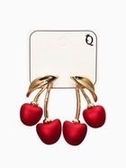 Серьги жемчуг "Вишня", цвет красный в золоте - фото 61616507