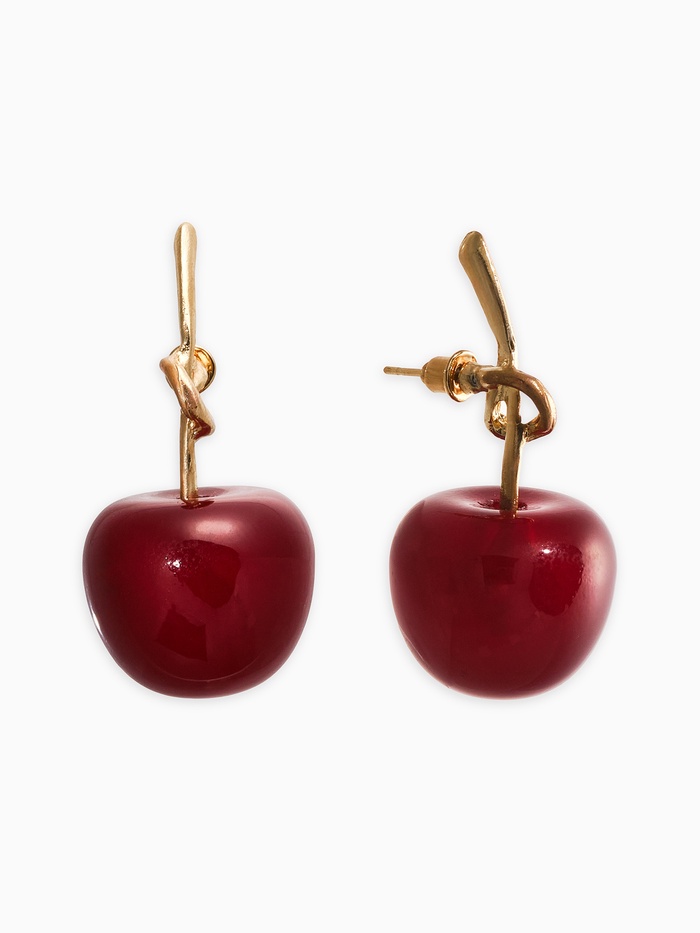 Серьги «Вишня узелком», бордовые в золоте