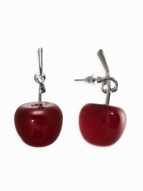 Серьги «Вишня узелком», бордовые в серебре