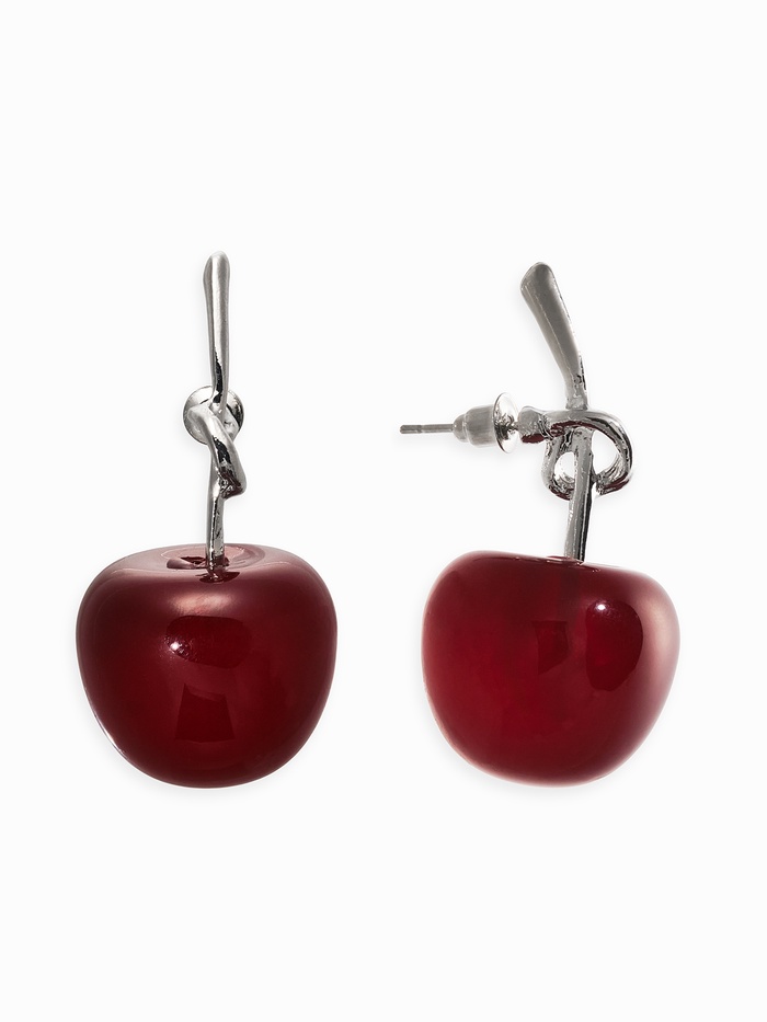 Серьги «Вишня узелком», бордовые в серебре