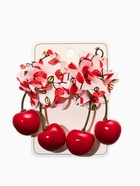 Серьги «Вишня с цветами», цветные в золоте - Фото 3