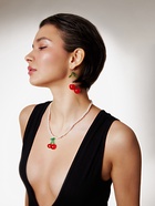 Серьги «Вишни», красный, зелёный в серебре  (артикул 10905777)  большой выбор товаров оптом и в розницу по низким ценам с доставкой