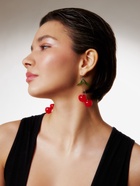 Серьги «Вишни», красный, зелёный в серебре  (артикул 10905777)  большой выбор товаров оптом и в розницу по низким ценам с доставкой