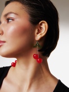 Серьги «Вишни», красный, зелёный в серебре  (артикул 10905777)  большой выбор товаров оптом и в розницу по низким ценам с доставкой