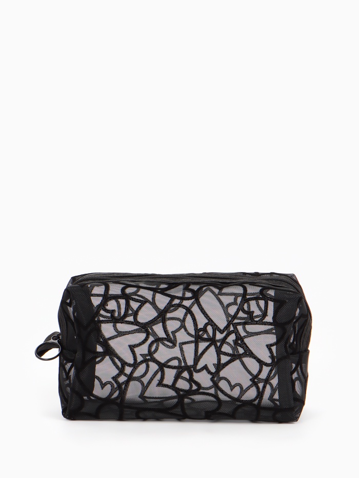 Косметичка квадратная Black beauty, с рисунком, на молнии, чёрная - Фото 1