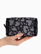 Косметичка квадратная Black beauty, с рисунком, на молнии, чёрная - Фото 5