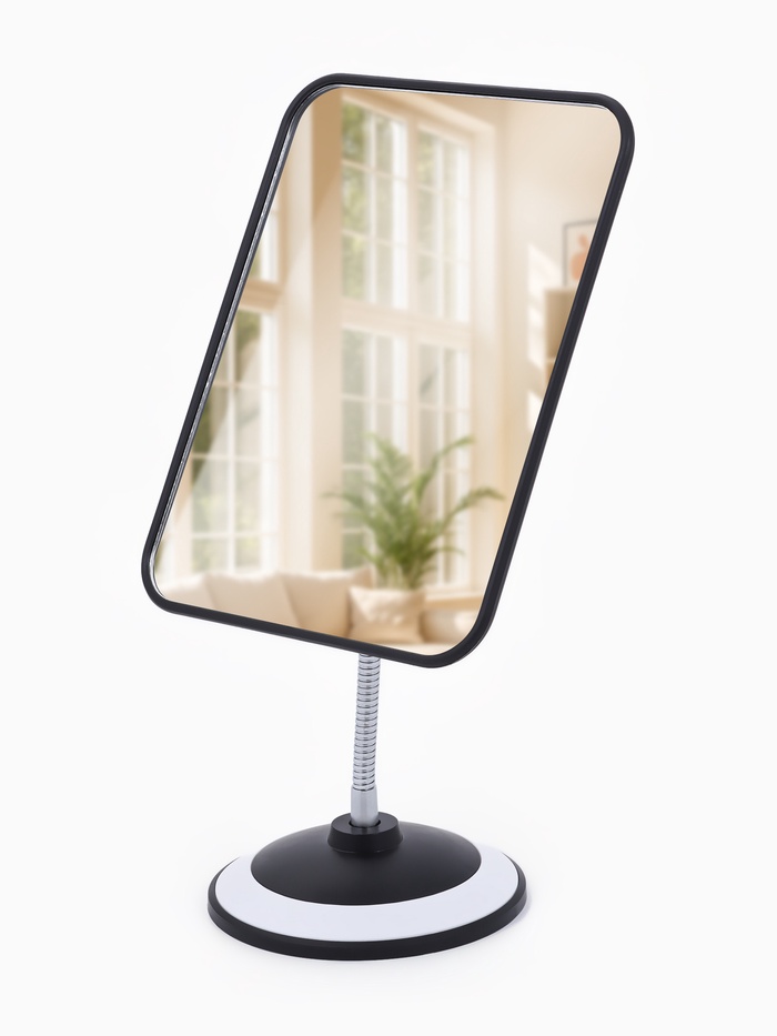 УЦЕНКА Зеркало настольное 14.5×19.5/15×30 см, белое, чёрное - Фото 1