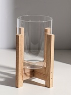 Подсвечник стекло, дерево "Рустик" d=9 см 16х16х21 см - фото 809349073