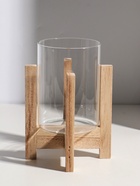 Подсвечник стекло, дерево "Рустик" d=9 см 16х16х21 см - фото 809349074