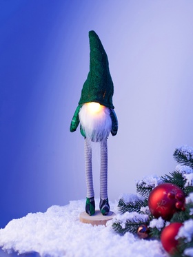 Фигура текстиль «Гном в зелёном» 42 см, 1 LED, от батареек AG13×3, свечение тёплое белое