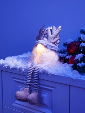 Фигура текстиль «Гном лосяш» 33 см, 1 LED, от батареек AG13×3, свечение тёплое белое