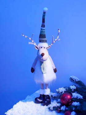 Фигура текстиль «Новогодний лосик» 58 см, 10 LED, от батареек АА×3, свечение тёплое белое