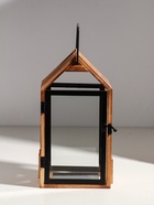 Подсвечник дерево "Дом с панорамным окном" набор 2 шт 10х15х28,5 15х20х36 см - фото 809349196