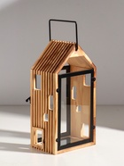 Подсвечник дерево "Дом с панорамным окном" набор 2 шт 10х15х28,5 15х20х36 см - фото 809349197