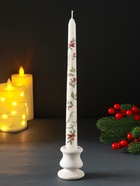Свеча античная новогодняя, 255×22 мм, с декором, зимняя - Фото 1