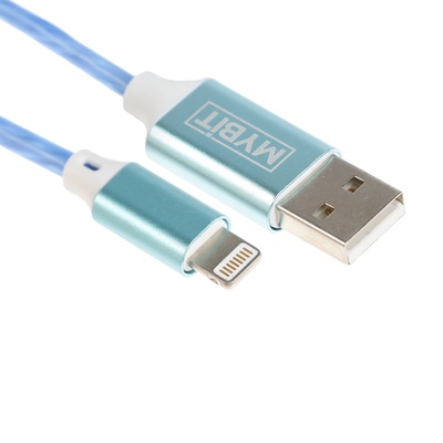 УЦЕНКА Кабель MYBIT, Lightning - USB, динамическая LED подсветка, 2 А, 1 м, только зарядка