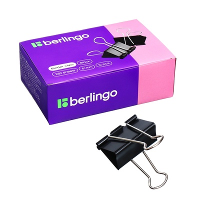 УЦЕНКА Зажимы для бумаг 51мм 12шт/уп черные Berlingo