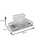 УЦЕНКА Подставка для канцелярских мелочей 4 отделения сетка металл серая 10962623
