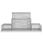 УЦЕНКА Подставка для канцелярских мелочей 4 отделения сетка металл серая 10962623