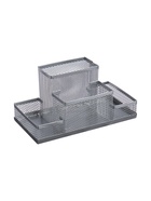 УЦЕНКА Подставка для канцелярских мелочей 4 отделения сетка металл серая 10962623