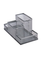 УЦЕНКА Подставка для канцелярских мелочей 4 отделения сетка металл серая 10962623