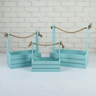 УЦЕНКА Набор кашпо деревянных 3 в 1 (29×18×33.5; 25.5×15×30; 20×12×23) «Аром», серо-голубой 1096263 10962635