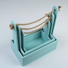 УЦЕНКА Набор кашпо деревянных 3 в 1 (29×18×33.5; 25.5×15×30; 20×12×23) «Аром», серо-голубой 1096263 10962635