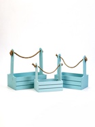 УЦЕНКА Набор кашпо деревянных 3 в 1 (29×18×33.5; 25.5×15×30; 20×12×23) «Аром», серо-голубой 1096263 10962635