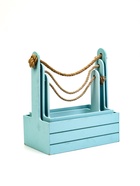 УЦЕНКА Набор кашпо деревянных 3 в 1 (29×18×33.5; 25.5×15×30; 20×12×23) «Аром», серо-голубой 1096263 10962635