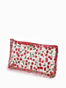 Косметичка женская Cherry lady, для бассейна, на молнии, прозрачная, красная