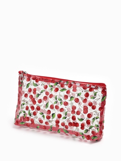 Косметичка женская Cherry lady, для бассейна, на молнии, прозрачная, красная