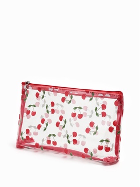 Косметичка женская Cherries, для бассейна, прямоугольная, прозрачная