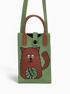 Сумка для телефона «Кот», на кнопке, с длинным ремнём, зелёная - Фото 1