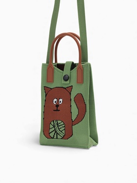 Сумка для телефона «Кот», на кнопке, с длинным ремнём, зелёная 10939249