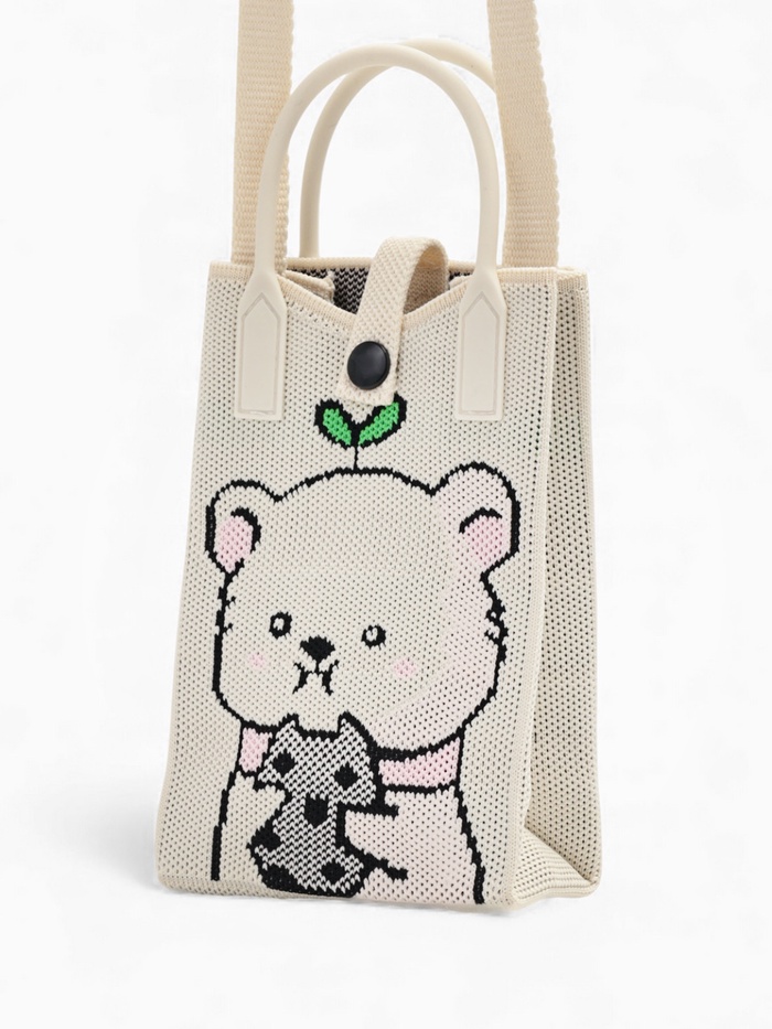 Сумка для телефона «Мишка», на кнопке, с длинным ремнём, белая - Фото 1