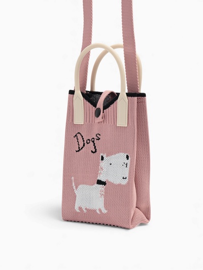 Сумка для телефона «Собачка», на кнопке, с длинным ремнём, розовая