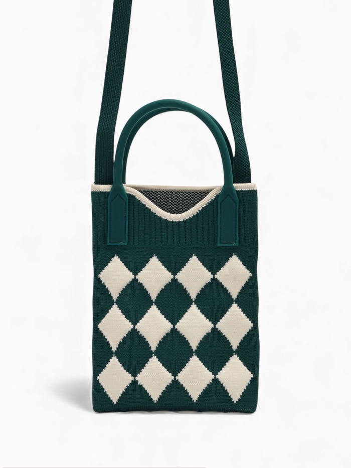 Сумка для телефона «Ромбы», на кнопке, с длинным ремнём, зелёная - Фото 1