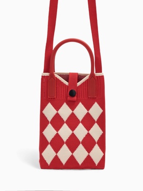 Сумка для телефона «Ромбы», на кнопке, с длинным ремнём, красная