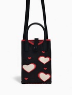 Сумка для телефона «Сердечки», на кнопке, с длинным ремнём, чёрная - Фото 1