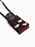 Сумка для телефона «Сердечки», на кнопке, с длинным ремнём, чёрная - фото 61954583