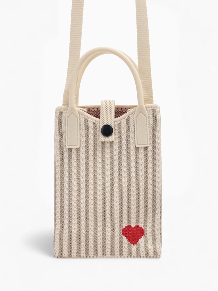 Сумка для телефона Heart, на кнопке, с длинным ремнём, белая, серая - Фото 1